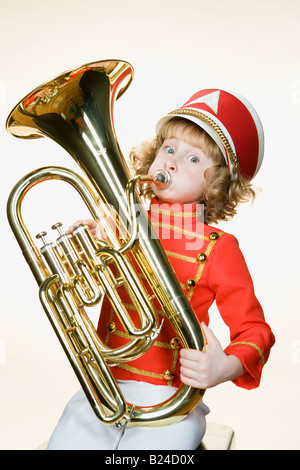 Portrait of a girl playing the tuba Stock Photo