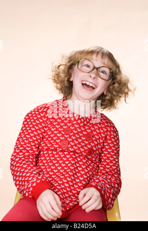 A geeky girl laughing Stock Photo