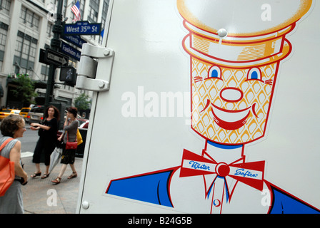 A Mr Softee truck in the Garment District in New York Stock Photo