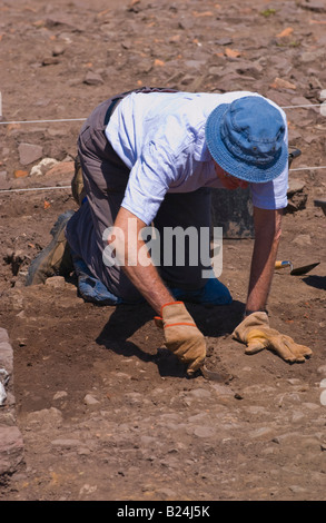 Archaeologists excavate a warehouse of the Roman Second Augustan Legion at Priory Field Caerleon South Wales UK EU Stock Photo