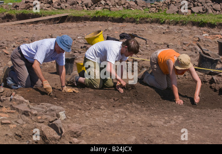 Archaeologists excavate a warehouse of the Roman Second Augustan Legion at Priory Field Caerleon South Wales UK EU Stock Photo