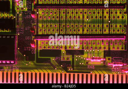 COMPUTER ADD ON BOARD MACRO VIEW GEL LIGHT Stock Photo