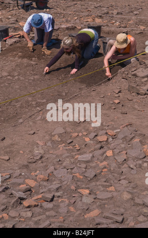 Archaeologists excavate a warehouse of the Roman Second Augustan Legion at Priory Field Caerleon South Wales UK EU Stock Photo