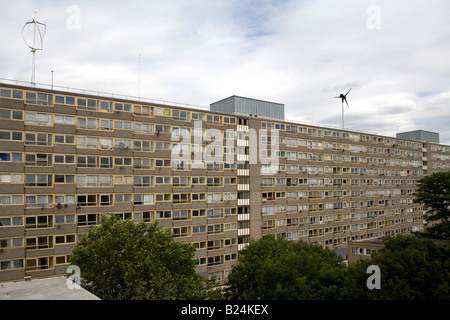 Wind Turbines on top of a Council Estate in South London England Britain UK Stock Photo