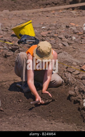 Archaeologists excavate a warehouse of the Roman Second Augustan Legion at Priory Field Caerleon South Wales UK EU Stock Photo