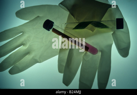 SURGICAL GLOVES AND TEST TUBES MEDICAL ICON Stock Photo