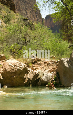 Maia Nelson release on file plays in Havasu Creek Havasupai Indian Reservation Grand Canyon National Park Stock Photo