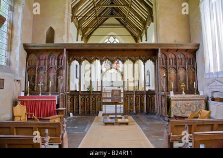 The historically important rood screen in Ranworth Church Norfolk England UK Stock Photo