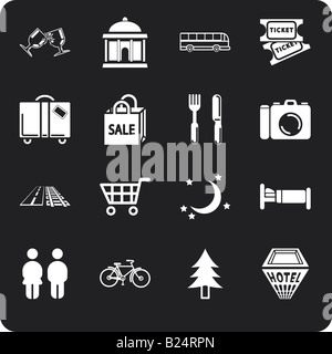 Tourist locations icon set Icon set relating to city or location information for tourist web sites or maps etc. Stock Photo