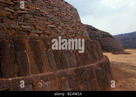 The Tarascan ruins of Tzintzuntzan, Michoacan, Mexico. These Purepecha pyramids are known as yacatas. Stock Photo