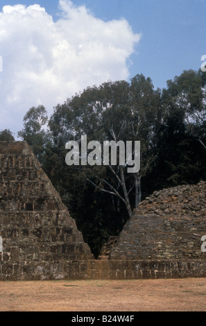 The Tarascan ruins of Tzintzuntzan, Michoacan, Mexico. These Purepecha pyramids are known as yacatas. Stock Photo