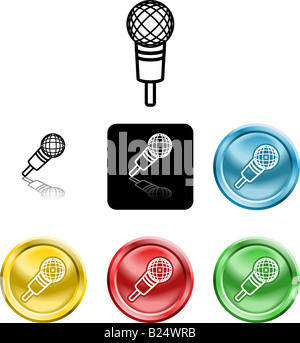 Several versions of an icon symbol of a stylised microphone Stock Photo