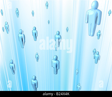 Conceptual business illustration representing people networking together and the flow of information. Stock Photo