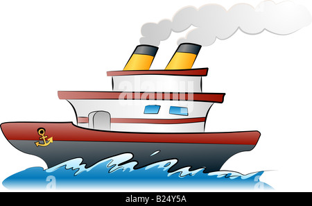 Ship illustration. An illustration of a ship sailing across the waves Stock Photo