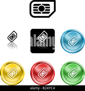 set of icons of phone sim card Stock Photo
