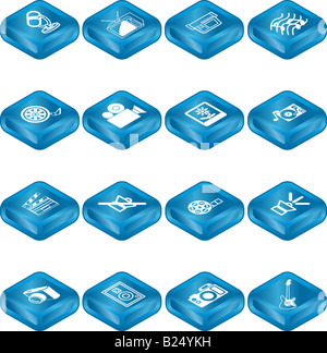 A series set of icons relating to various types of media. Stock Photo