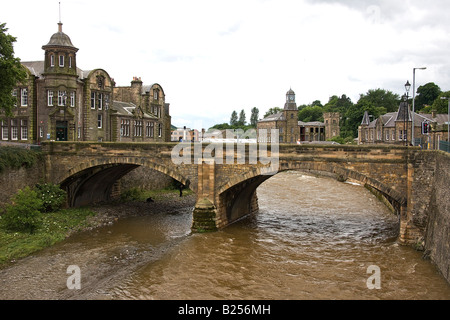 Road bridge over the river Teviot, Hawick. Scotland. Stock Photo