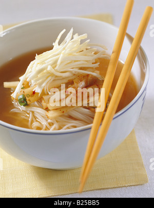 Korean cuisine - noddles and chopsticks Stock Photo