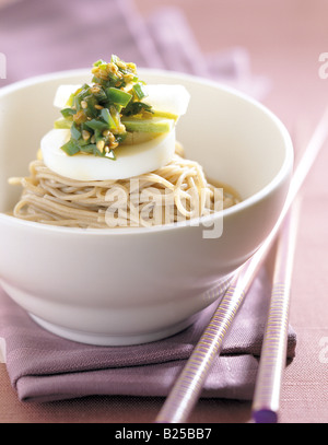 Korean cuisine - noddles and chopsticks Stock Photo