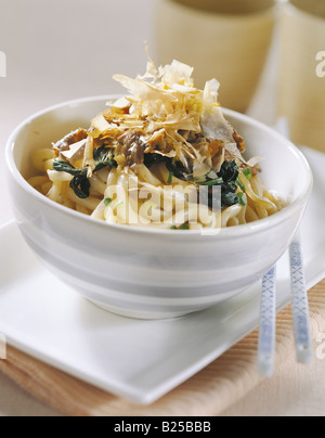 Korean cuisine - noddles and chopsticks Stock Photo