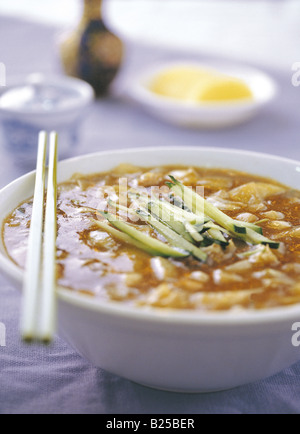 Korean cuisine - noddles and chopsticks Stock Photo