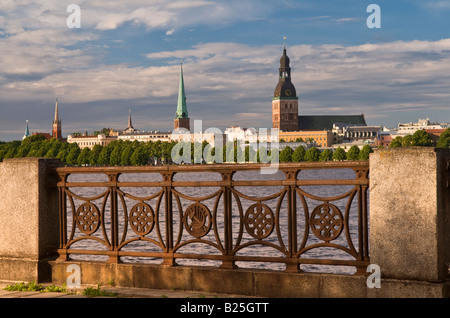 City view across river to Dome Cathedral Riga Latvia Stock Photo