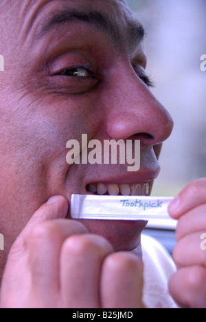 toothpick , smiling man Stock Photo
