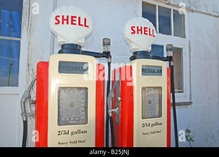 two old and out of use petrol pumps at st.mawes in cornwall,uk Stock Photo