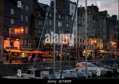 Evening at harbour, Honfleur, Normandy, France, Europe Stock Photo