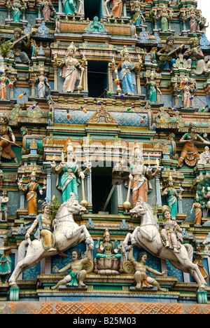 Ornate Facade of Sri Mariamman Hindu Temple, Kuala Lumpur, Malaysia Stock Photo