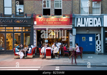 Cafe Gallipoli Bazaar Turkish restaurant on Upper Street in Islington London, UK Stock Photo