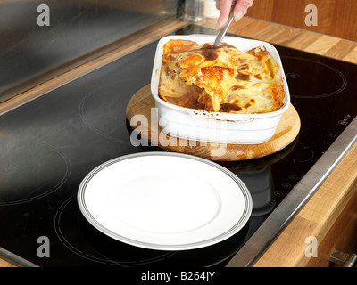 Woman Serving Lasagne Model Released Stock Photo