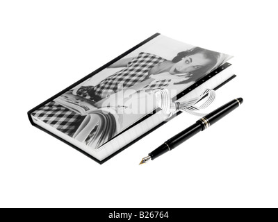 Notebook and Fountain Pen Stock Photo
