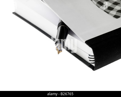 Notebook and Fountain Pen Stock Photo