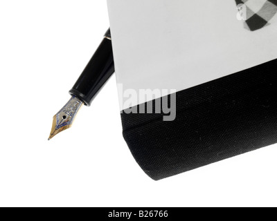 Notebook and Fountain Pen Stock Photo