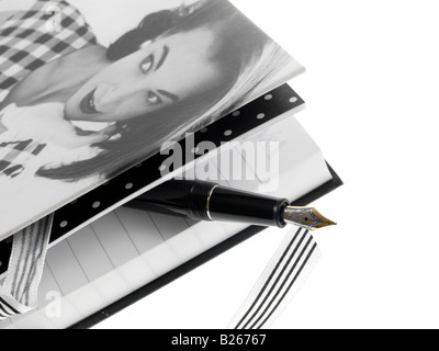 Notebook and Fountain Pen Stock Photo