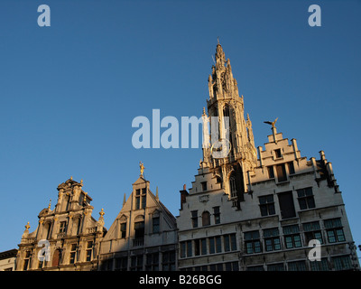 Historic houses on the grote markt square in the city center of Antwerp Flanders Belgium Stock Photo