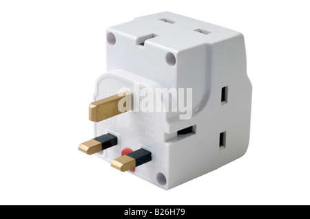 Three way switched British electrical plug Stock Photo