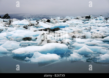 icebergs melting on huge lake in Iceland Stock Photo