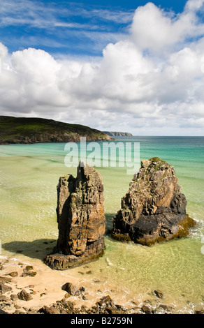 Sea stacks on Garry beach, Isle of Lewis, Hebrides, Scotland, UK Stock Photo