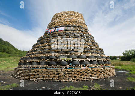 Bonfire at Cloughfern, Newtownabbey Stock Photo
