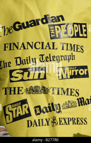 a list of british newapapers by news stand Stock Photo