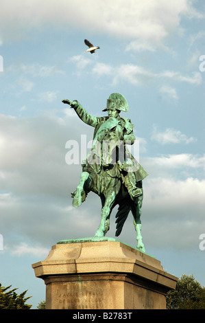 Statue of Napoleon Bonaparte on horse close to main harbour Cherbourg France Stock Photo