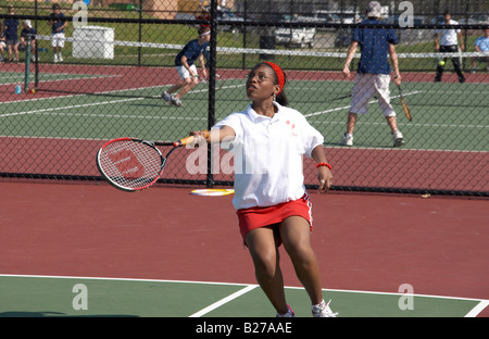 High school tennis player in Glen Burnie Md Stock Photo