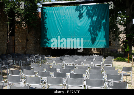 empty open air cinema within the rocca san gimignano delle belle torri tuscany southern italy europe Stock Photo