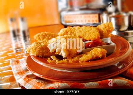 breaded chicken in an american diner setting Stock Photo