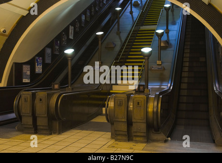 Art Deco Southgate Underground Station escalator Piccadilly line London Stock Photo