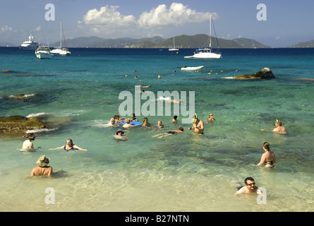 Snorkelers and swimmers at The Baths on Virgin Gorda Stock Photo