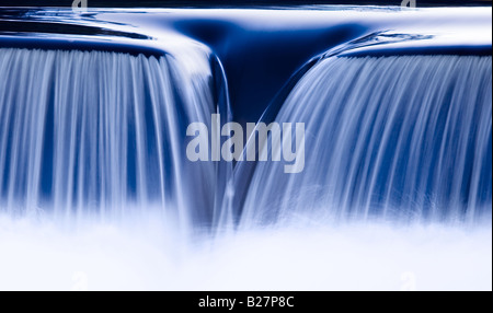 A high contrast abstract image of the vortex created by a waterfall in Pennsylvania Stock Photo