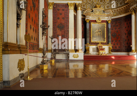 The Peter the Great (Small Throne) Room in Winter Palace, St. Petersburg Stock Photo